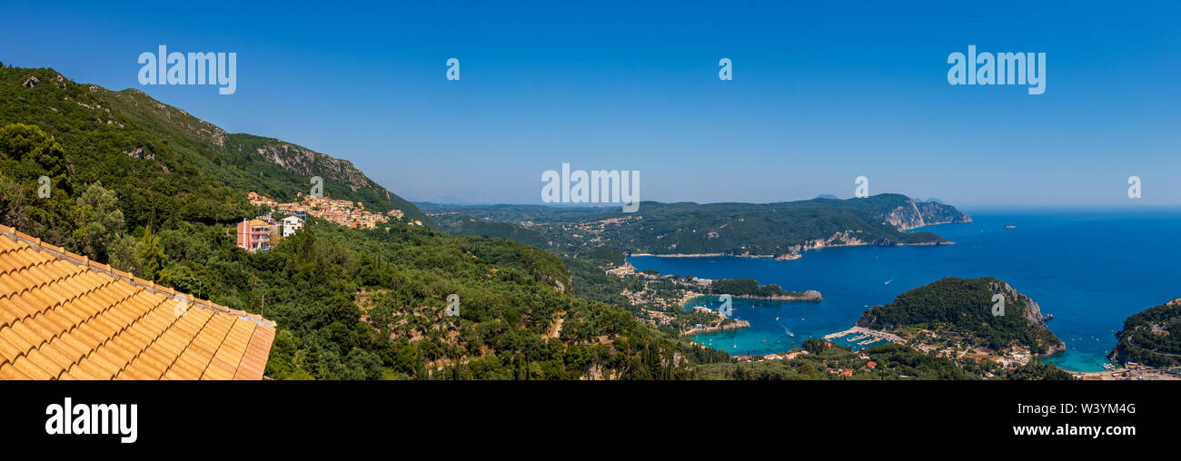 Panorama della costa di Corfù Foto Stock