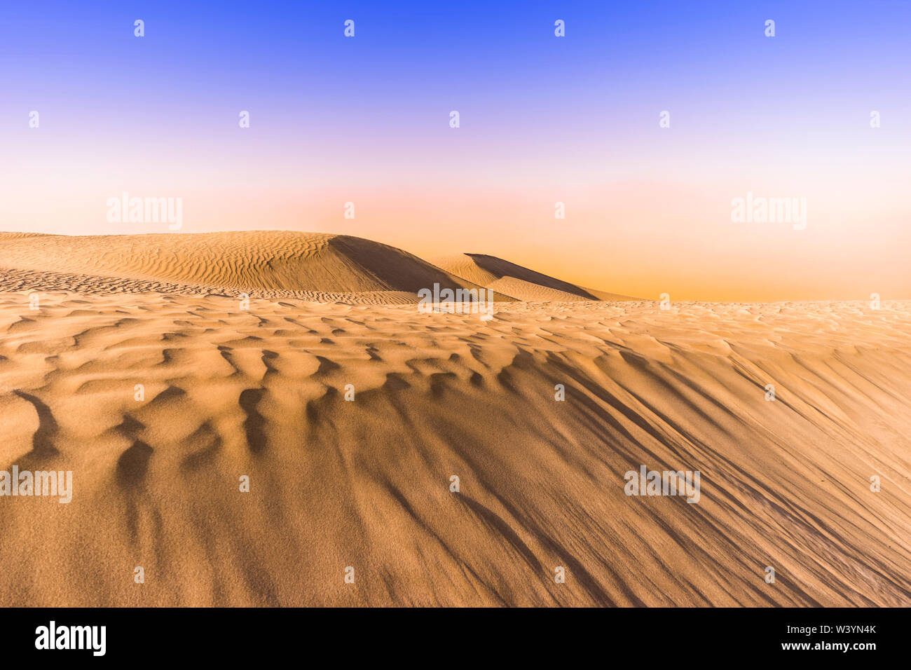 Dorate dune di sabbia del deserto, UAE, Ott2016 Foto Stock