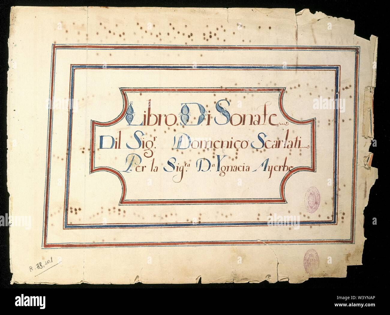 LIBRO DE sonate. Autore: Domenico Scarlatti. Posizione: Conservatorio de Musica. MADRID. Spagna. Foto Stock