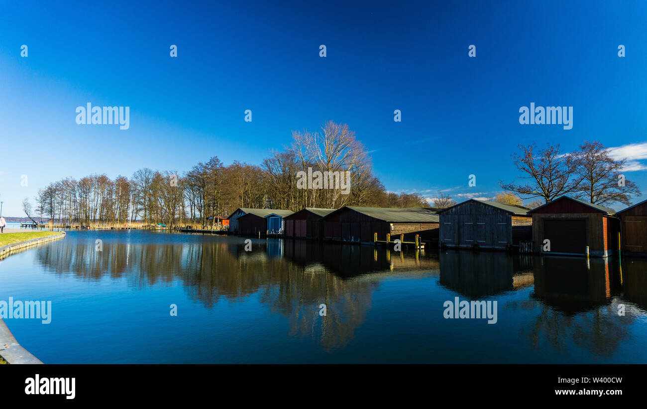Fiume boathouses Foto Stock