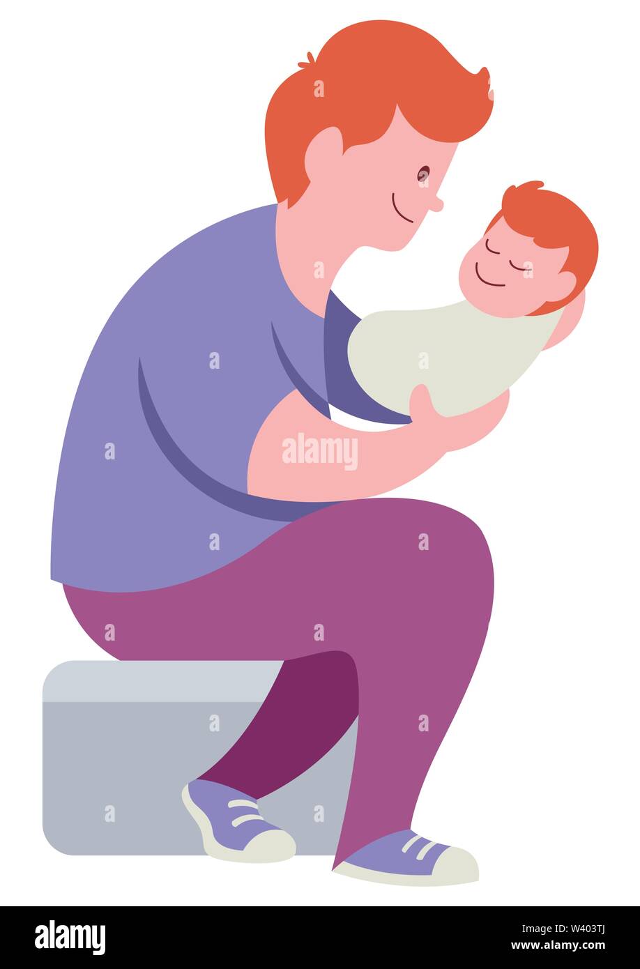 Papà e Baby su bianco Illustrazione Vettoriale