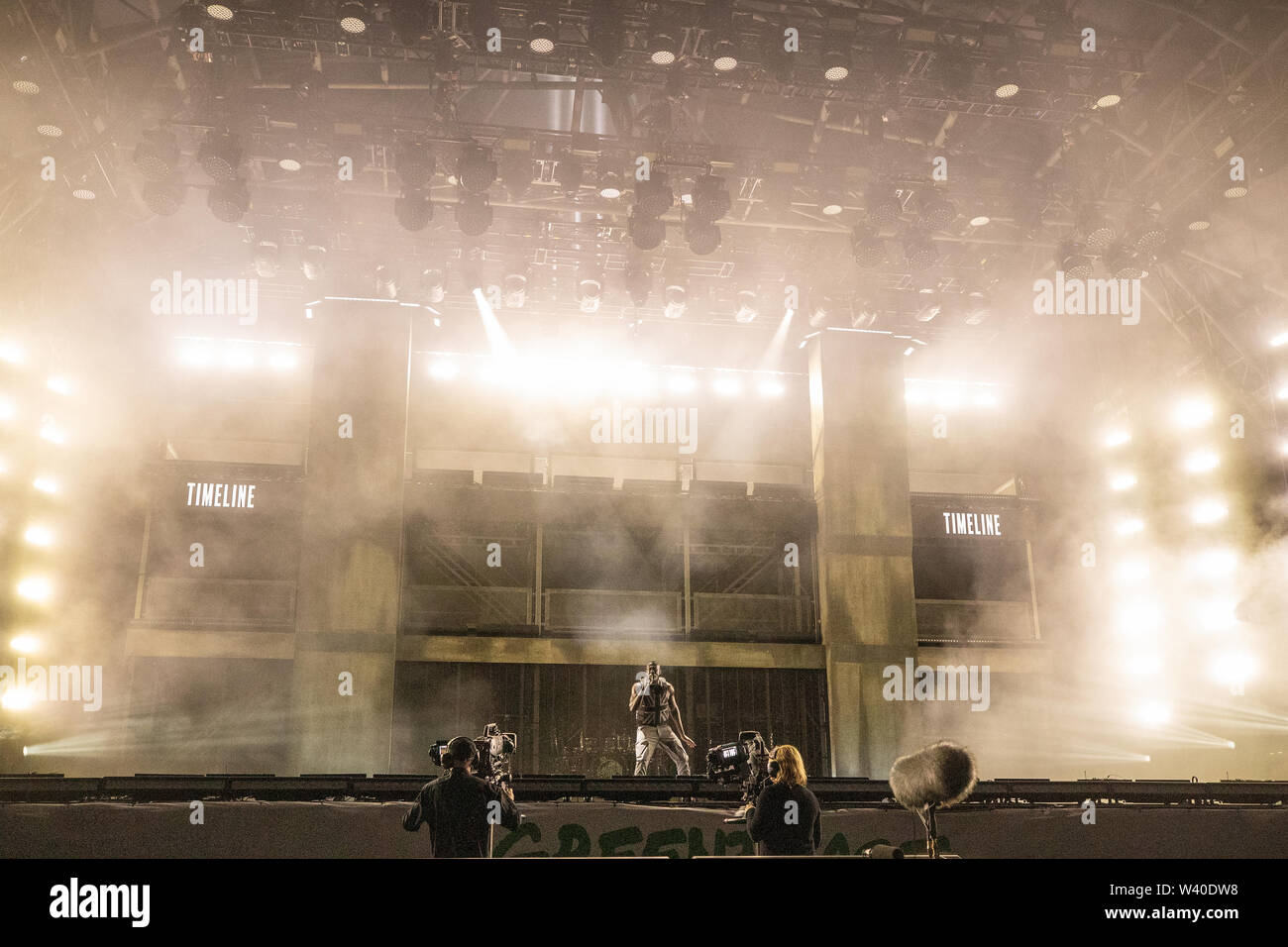 Pilton, UK. Venerdì 28 Giugno 2019. British rapper e cantante Michael Ebenazer Kwadjo Omari Owuo Jr noto professionalmente come Stormzy in primo piano la fase della piramide di Glastonbury Festival presso l'azienda agricola degna in Pilton,© Jason Richardson / Alamy Live News Foto Stock