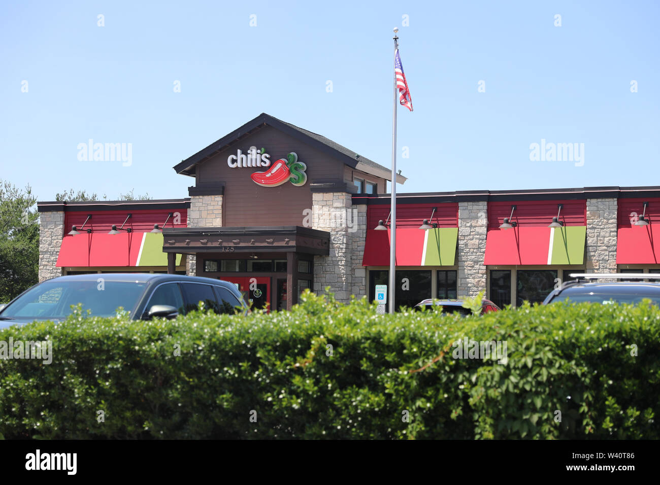 Princeton, NJ, Stati Uniti d'America. Giugno 23, 2019:Chili's ristorante esterno. Il Chili's Grill & Bar è un ristorante informale e catena con sedi nel Regno S Foto Stock