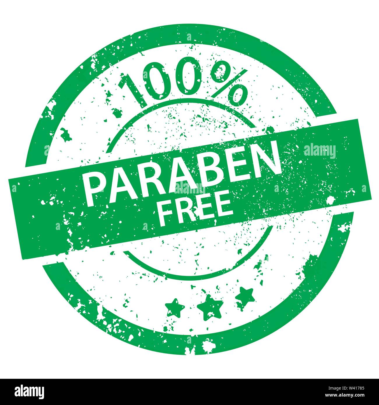 Verde rotondo timbro con le parole 100% paraben libero su sfondo bianco Illustrazione Vettoriale