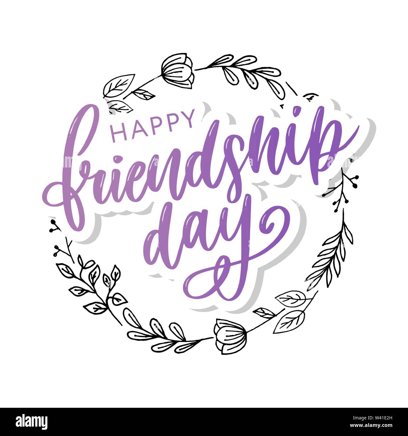 Illustrazione Vettoriale di disegnati a mano felice amicizia giorno felicitation in fashion style con caratteri di testo e di segno triangolo di colore Illustrazione Vettoriale