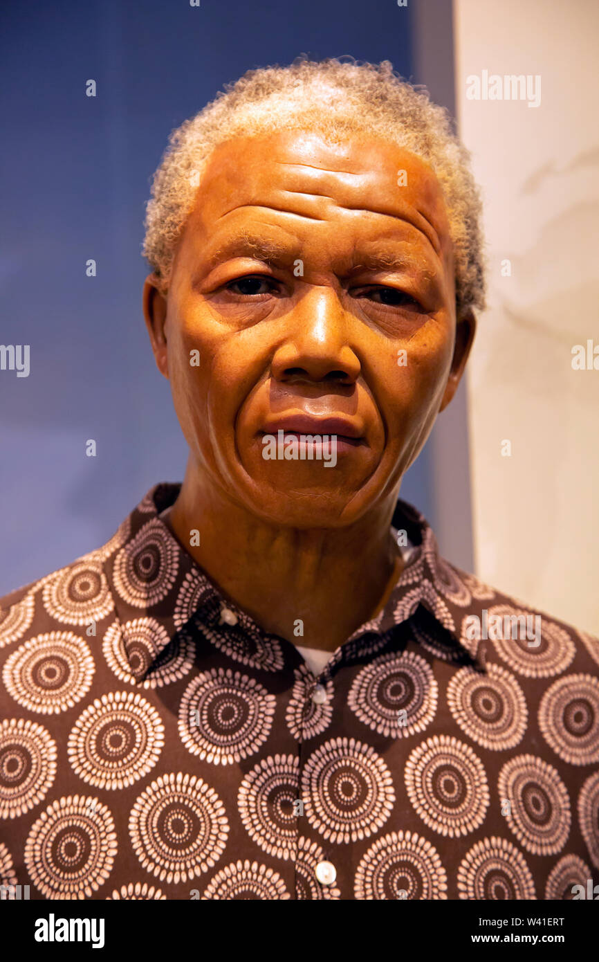 Nelson Mandela in Madame Tussauds di New York Foto Stock