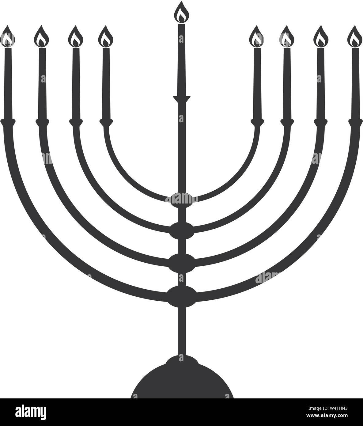 Il Menorah Silhouette. Hanukkah. Bianco e nero isolato illustrazione vettoriale Illustrazione Vettoriale