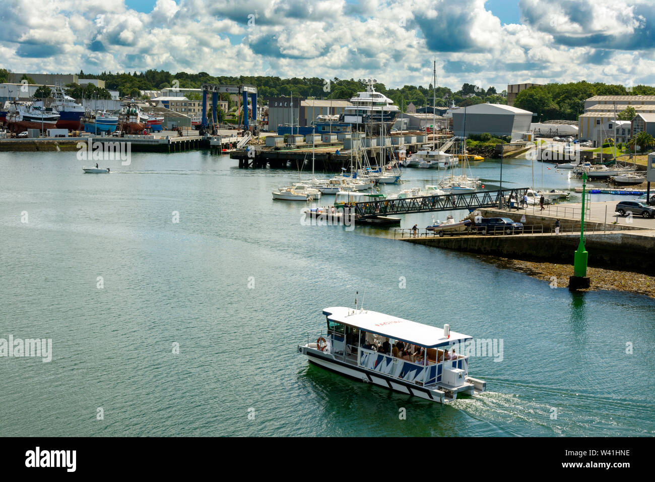 Vista del porto commerciale di Concarneau. Finisterre. Bretagne. Francia Foto Stock
