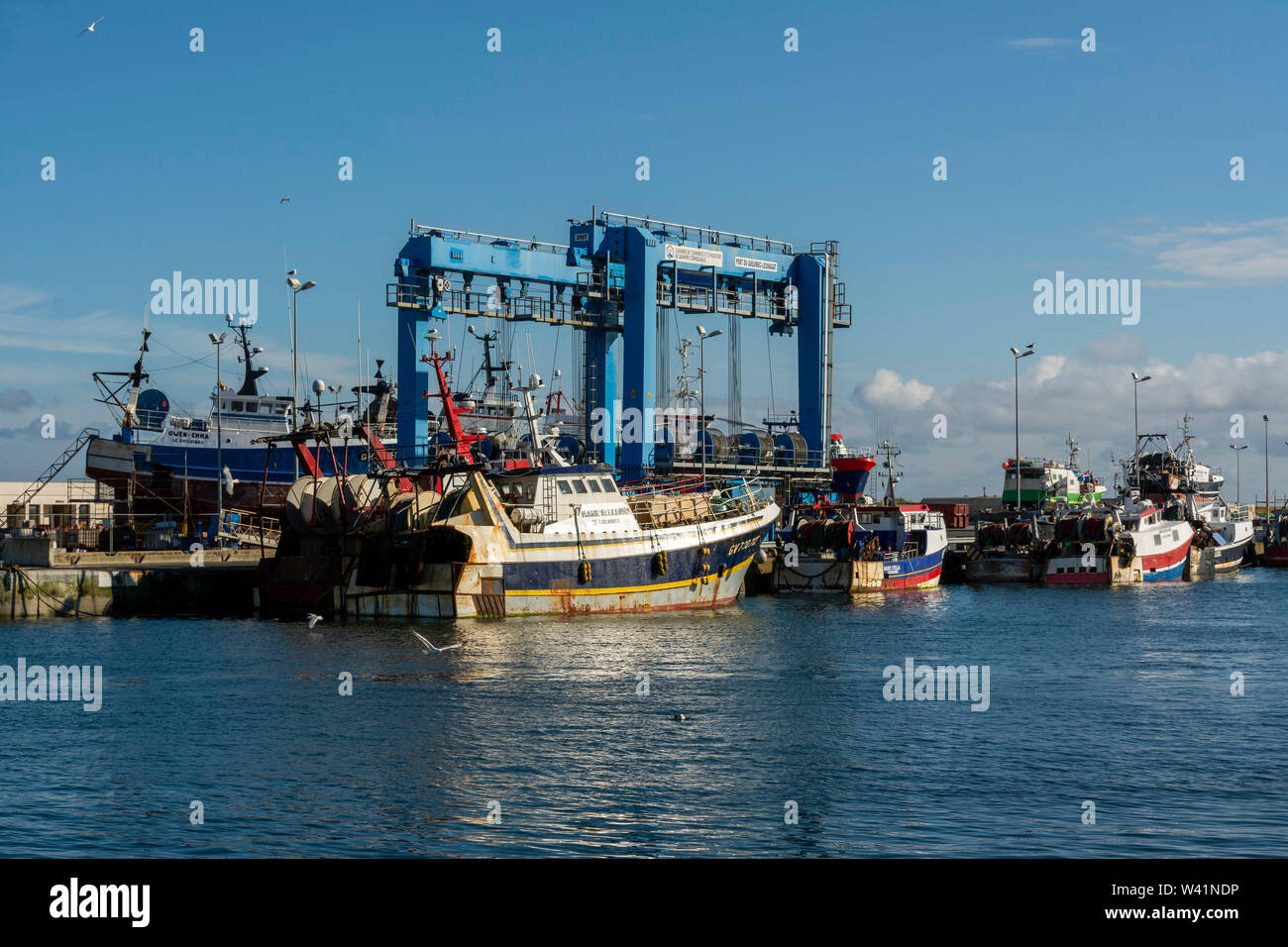 Le Guivinec Harbour, Pays Bigouden, Finisterre, Bretagne, Francia Foto Stock