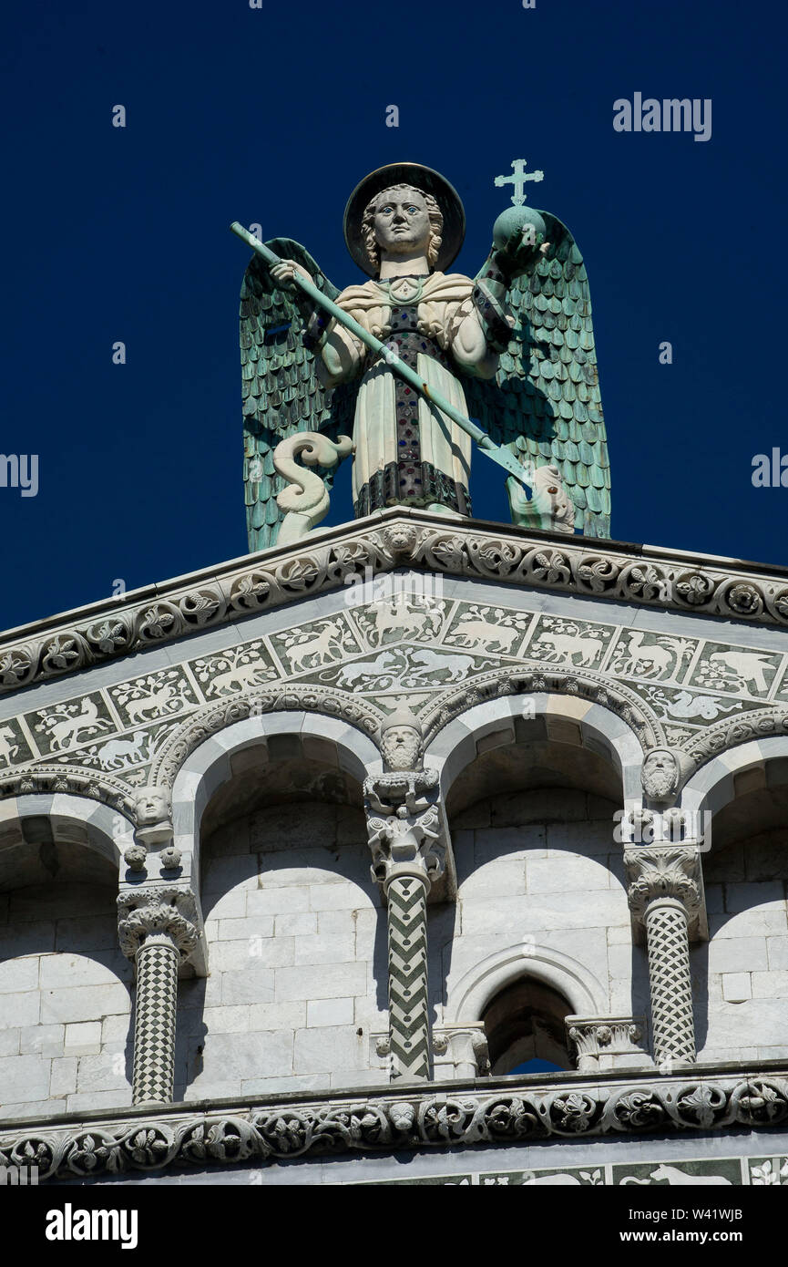 L'Italia, Toscana, Lucca, Chiesa di San Michele in Foro, dettaglio Foto Stock