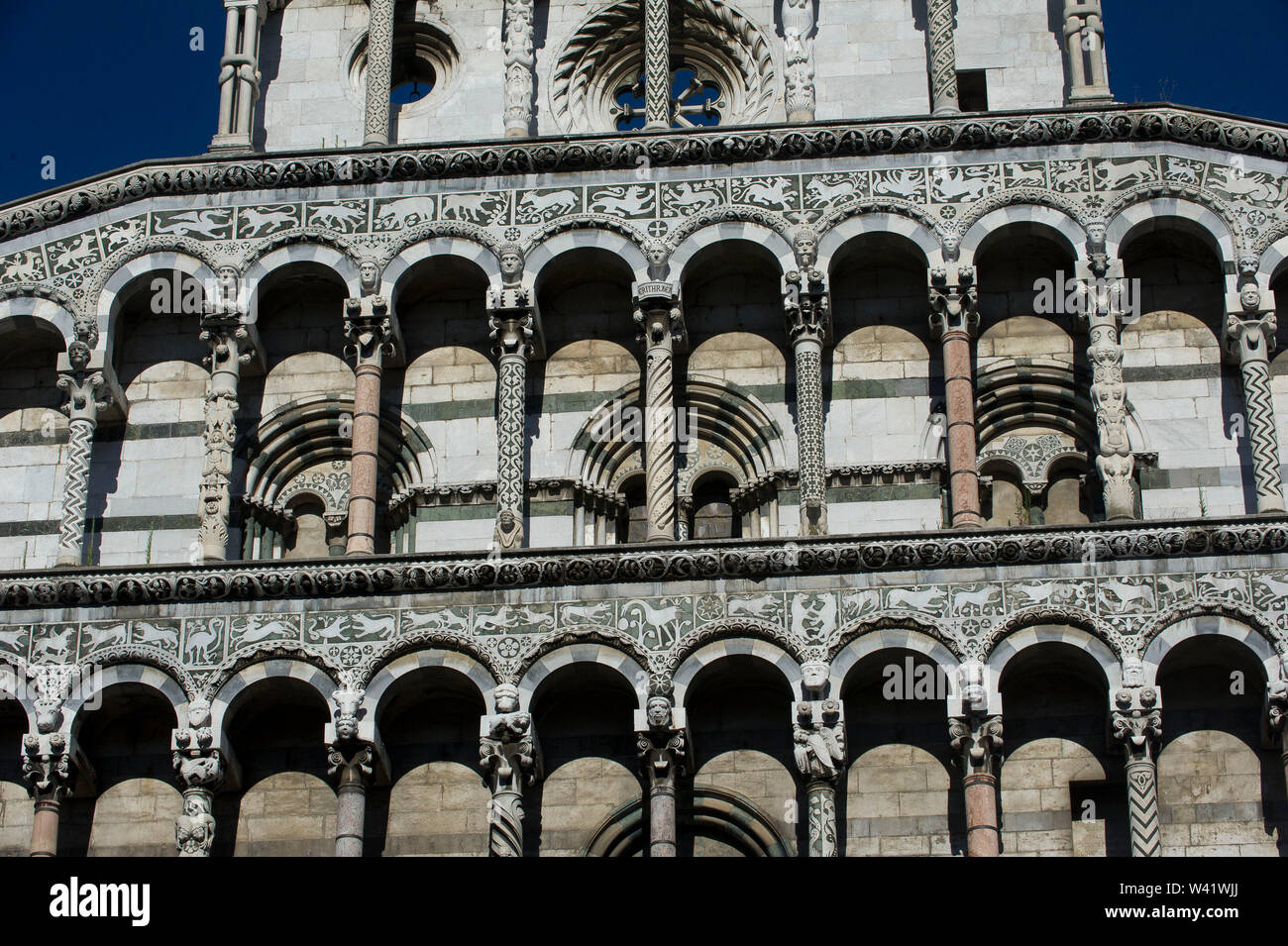 L'Italia, Toscana, Lucca, Chiesa di San Michele in Foro, dettaglio Foto Stock