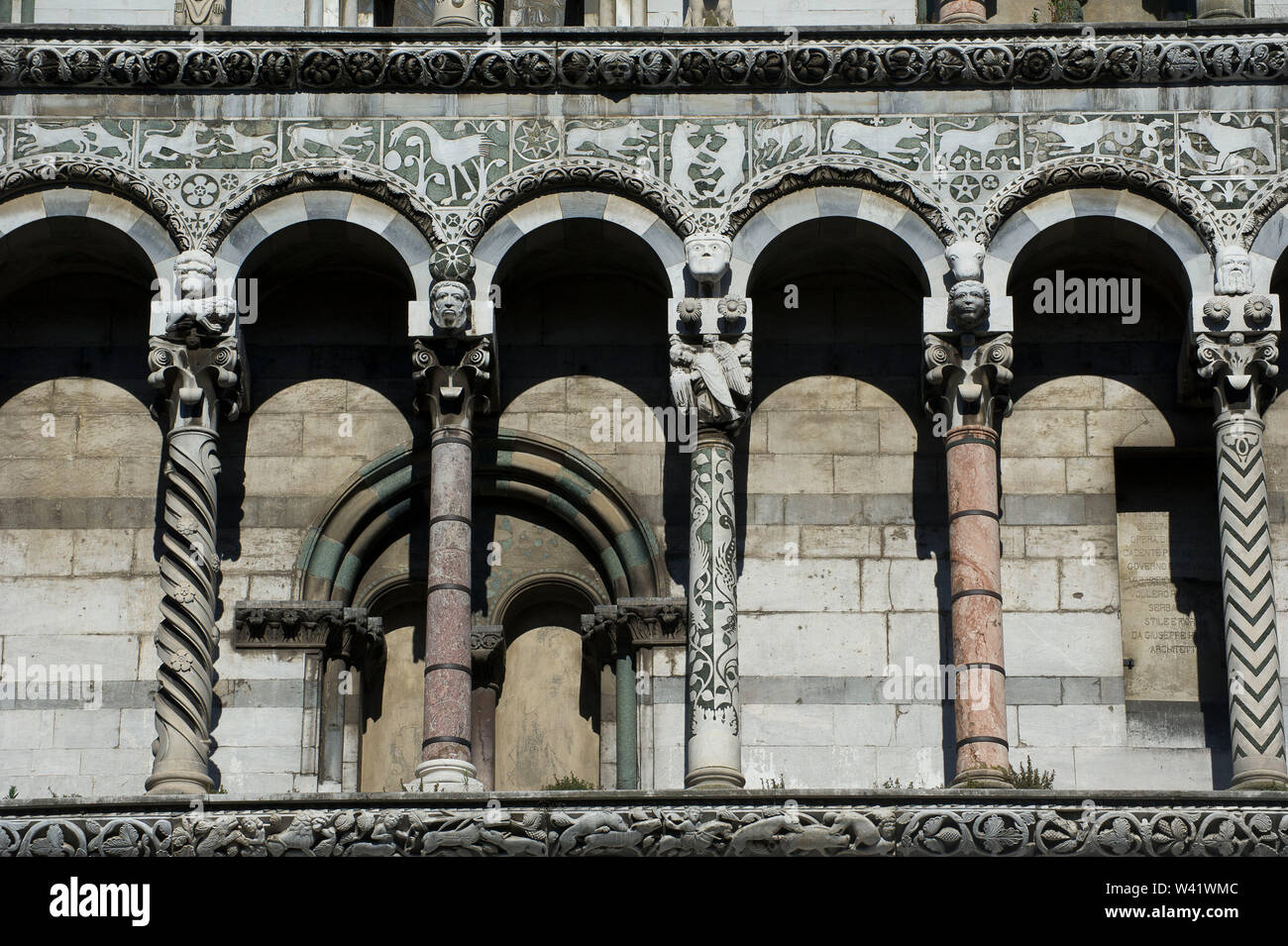 L'Italia, Toscana, Lucca, Chiesa di San Michele in Foro, dettaglio Foto Stock