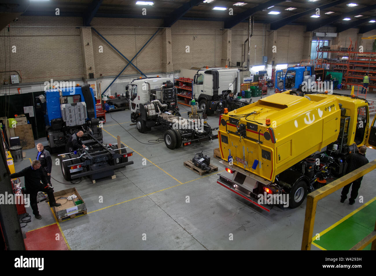 Scarabeo Spazzatrici stradali fabbricazione e montaggio line UK Foto Stock