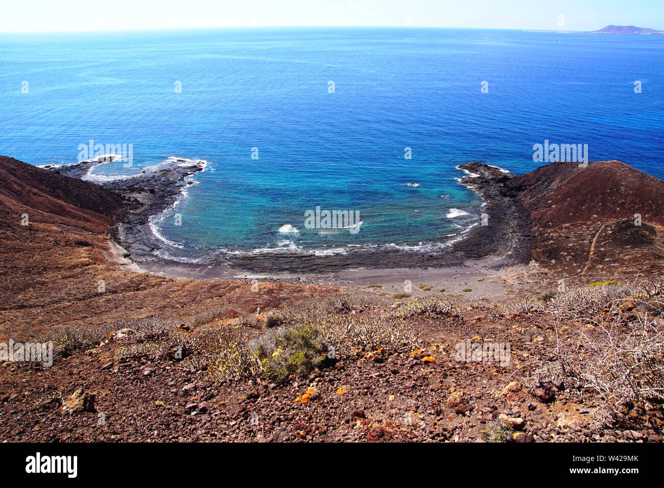 Il cratere del vulcano 'La Caldera' su Isla de Lobos Fuerteventura, Spagna Foto Stock