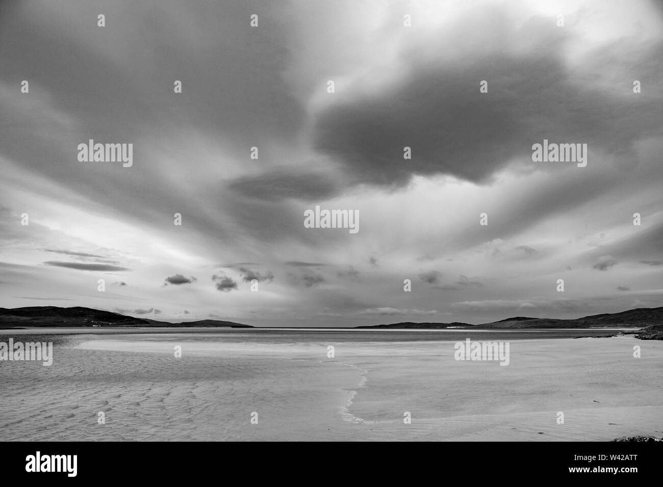 Losgaintir Beach e Big Sky, Isle of Harris, Scotland, Regno Unito Foto Stock