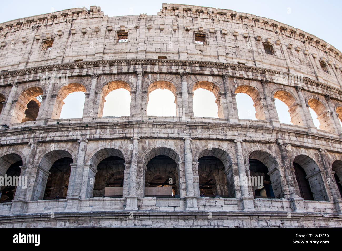 Closeup shot del Colosseo a Roma Foto Stock