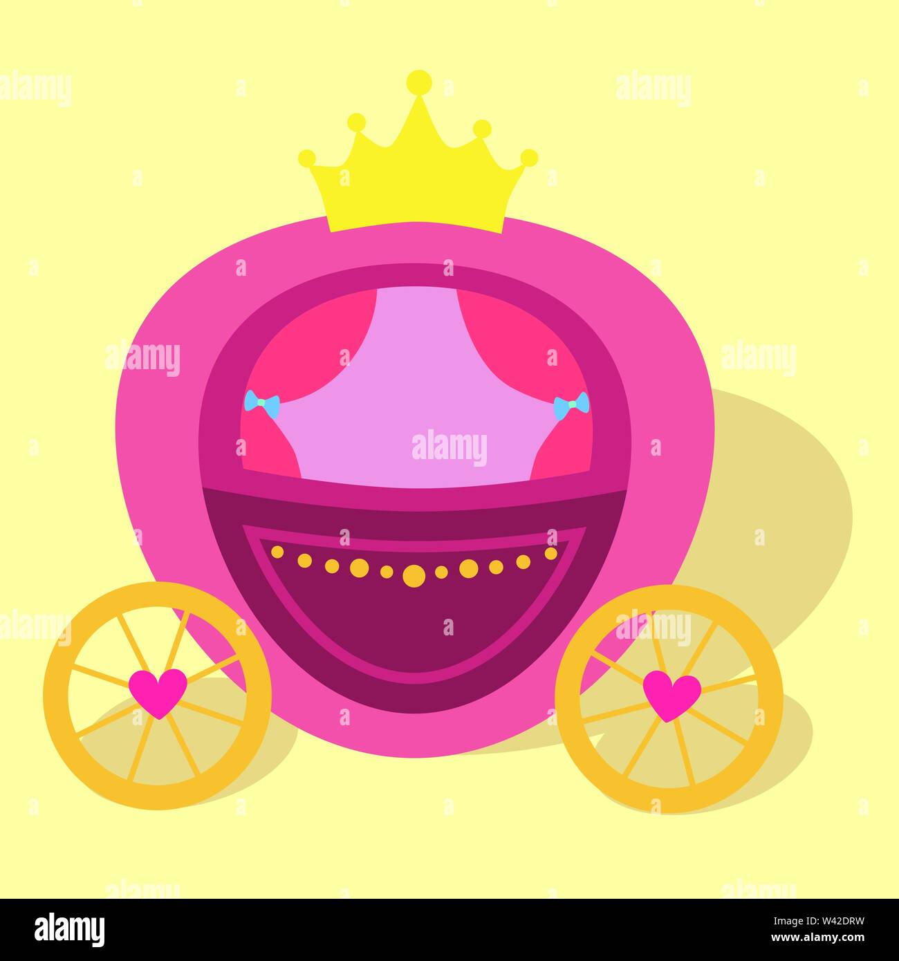 La principessa rosa carro trainato da cavalli con grazioso ornamento su sfondo crema illustrazione vettoriale Illustrazione Vettoriale
