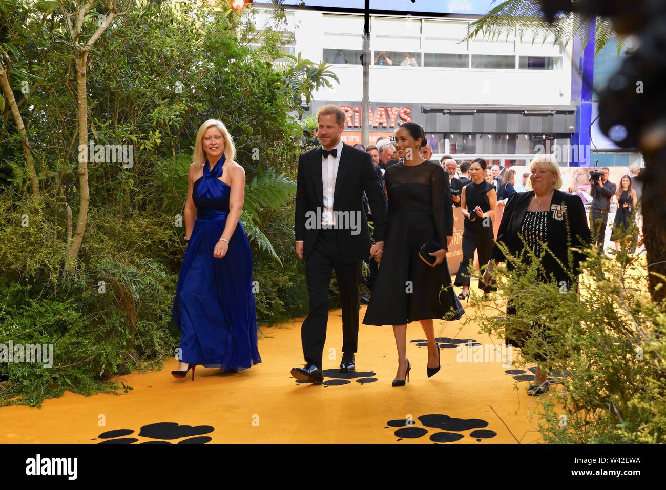 Megan, duchessa di Sussex, il principe Harry, duca di Sussex. The Lion King Premiere europeo, Odeon Luxe, Leicester Square, Londra. Regno Unito Foto Stock