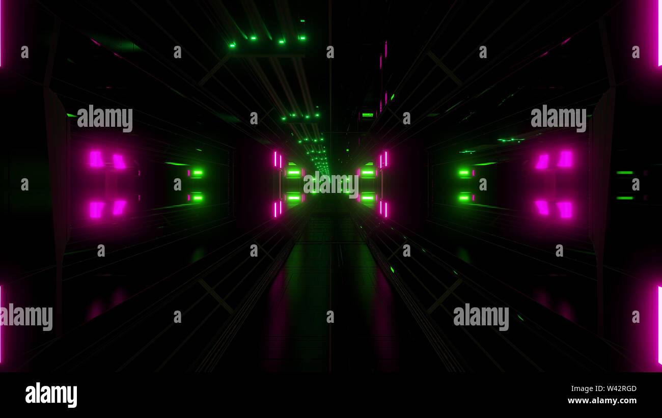 Futuritstic science fiction spazio hangar tunnel sfondo , moderna vita futura astronave wallpaper Foto Stock