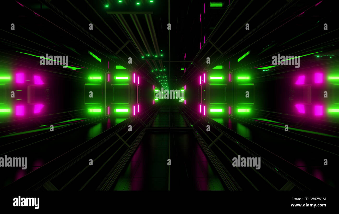 Futuritstic science fiction spazio hangar tunnel sfondo , moderna vita futura astronave wallpaper Foto Stock