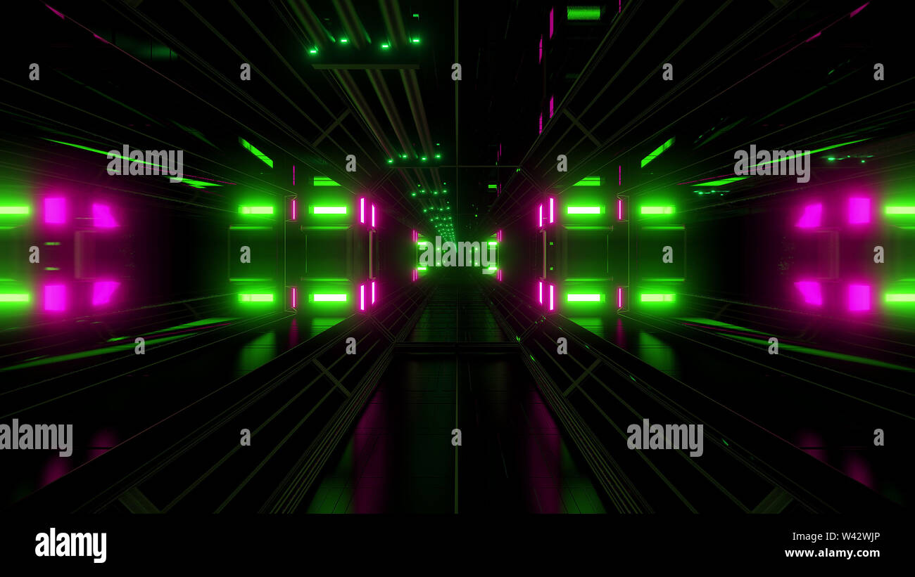 Futuritstic science fiction spazio hangar tunnel sfondo , moderna vita futura astronave wallpaper Foto Stock