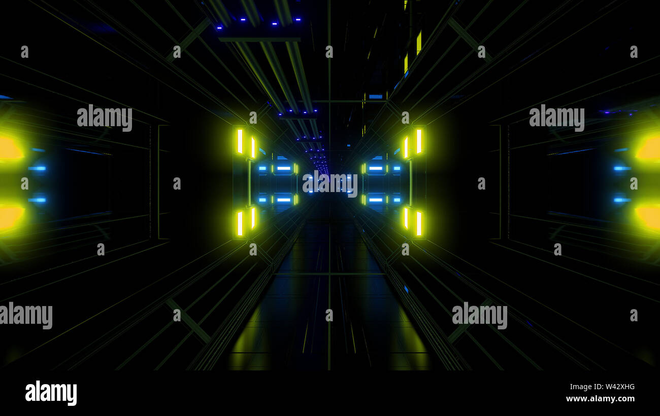 Futuritstic science fiction spazio hangar sfondo tunnel Foto Stock