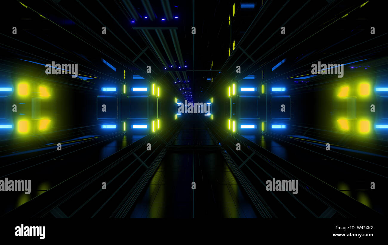 Futuritstic science fiction spazio hangar sfondo tunnel Foto Stock