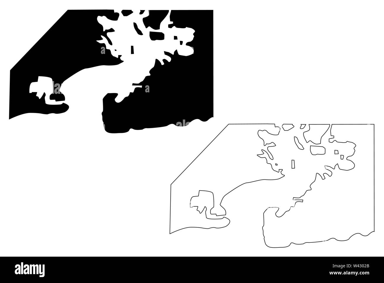 Guantanamo Bay Naval Base (Repubblica di Cuba, Stati Uniti d'America) mappa illustrazione vettoriale, scribble schizzo Guantanamo Bay (NSGB, GTMO, Gitmo, Nav Illustrazione Vettoriale