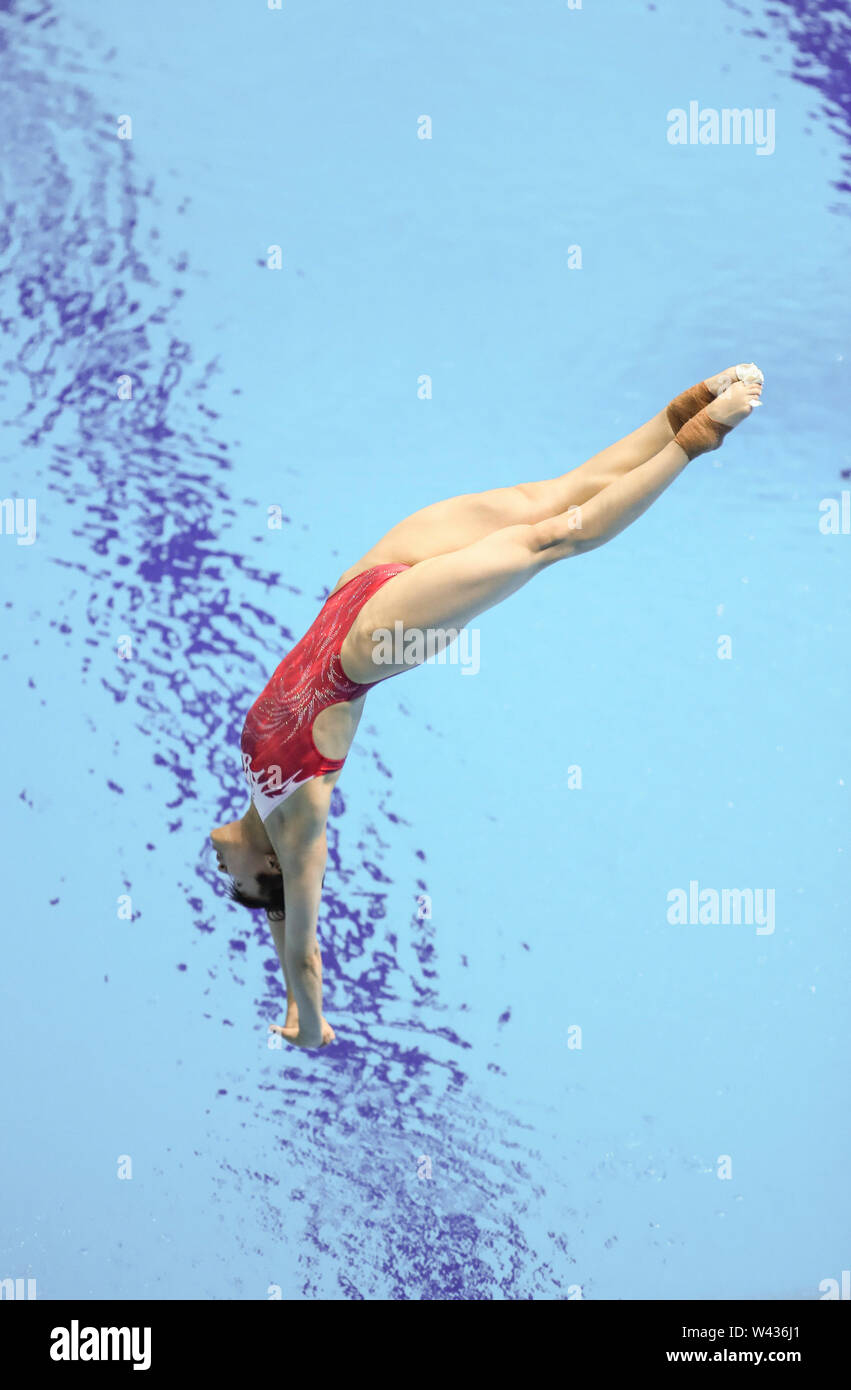 (190719) -- GWANGJU, luglio 19, 2019 (Xinhua) -- Shi Tingmao della Cina compete durante le donne 3m Springboard Finale di immersioni evento in campionati del Mondo di nuoto FINA a Gwangju, Corea del Sud, il 19 luglio 2019. (Xinhua/Bai Xuefei) Foto Stock