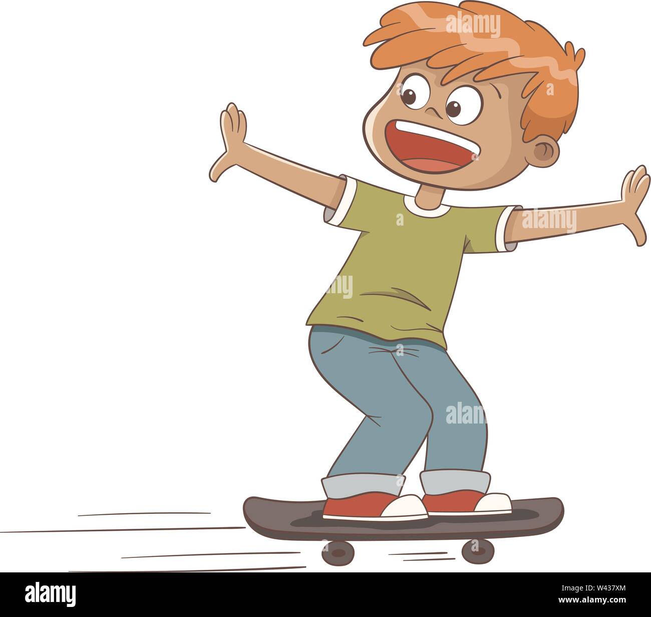 Felice ragazzo skatin. Disegnata a mano illustrazione vettoriale. Illustrazione Vettoriale