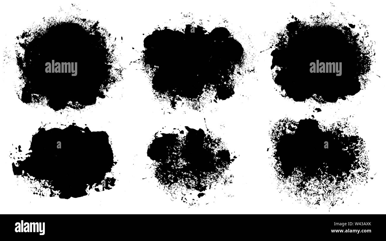 I tratti di pennello. Pennello vettoriale set. Round grunge gli elementi di design. Rettangolo le caselle di testo. Sporchi tessitura di emergenza banner. Schizza inchiostro. Grungy painte Illustrazione Vettoriale