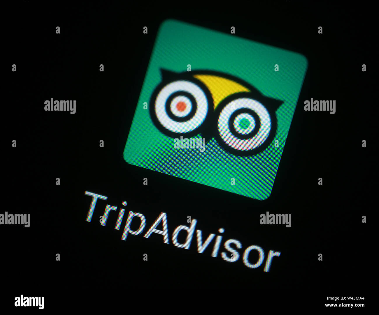 Applicazione di TripAdvisor icona sul display del computer Foto Stock