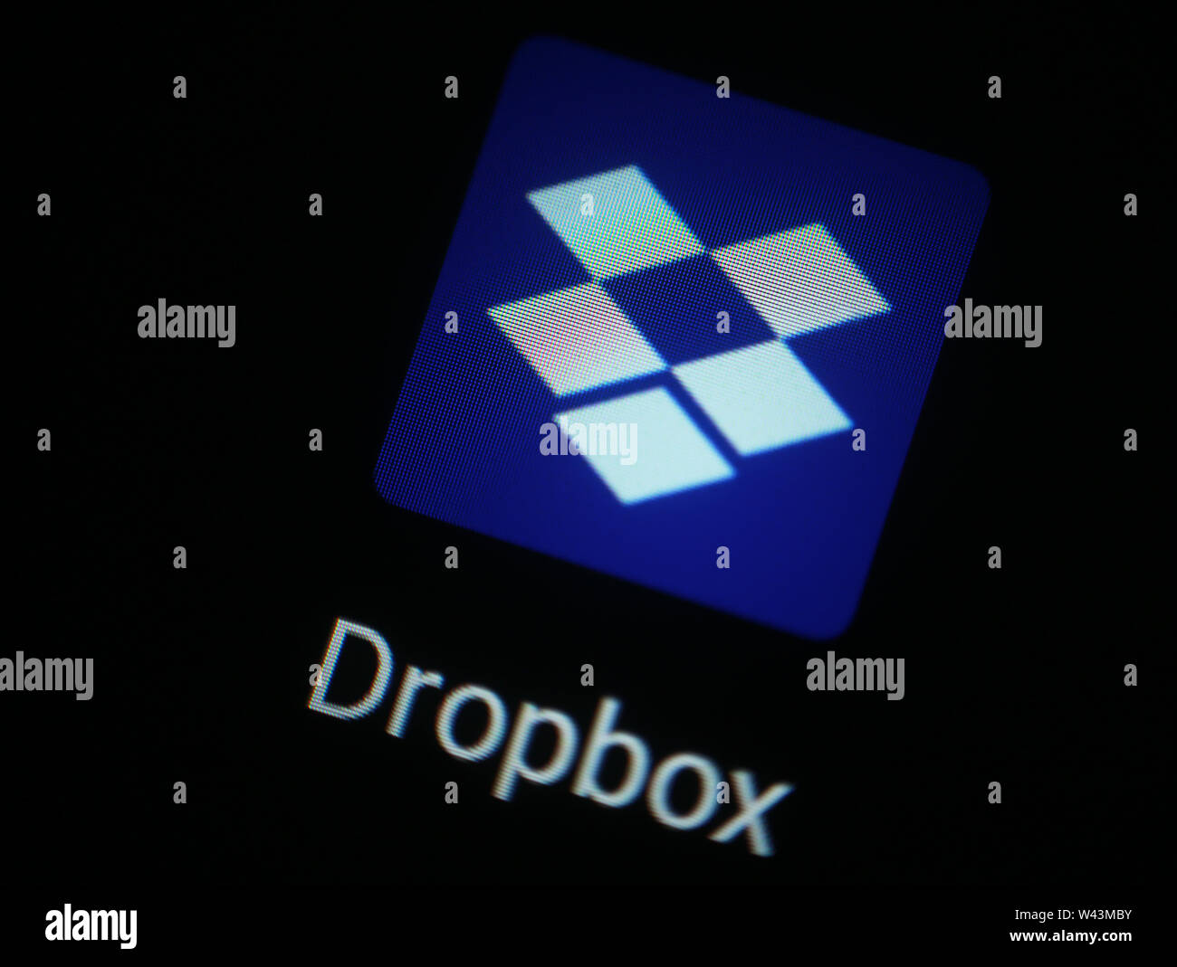 Dropbox applicazione icona sul display del computer Foto Stock
