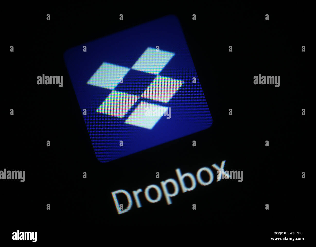 Dropbox applicazione icona sul display del computer Foto Stock