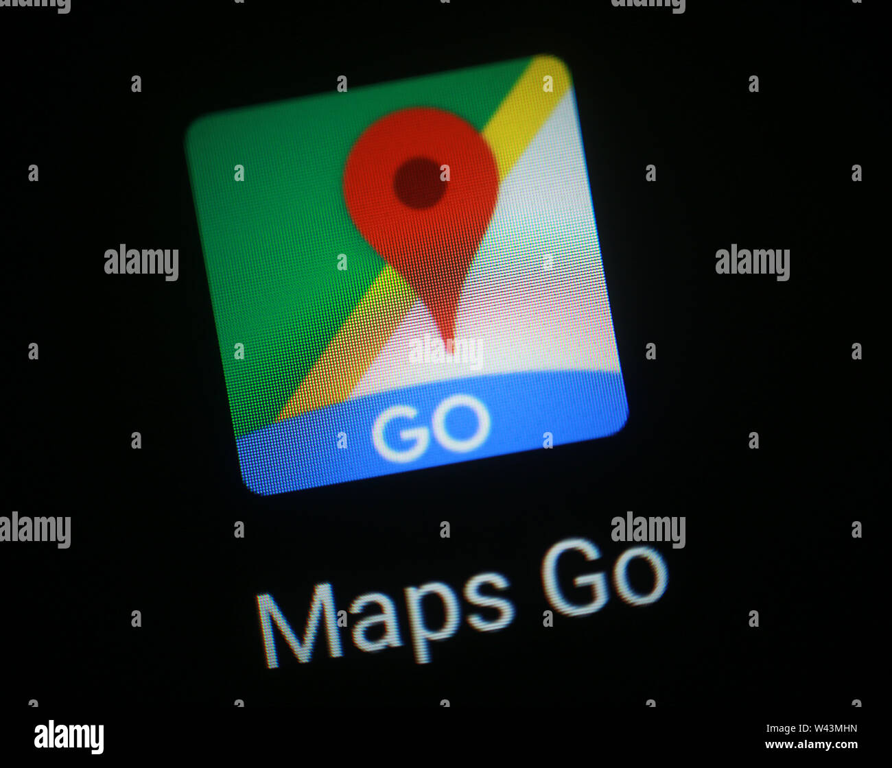 Google Maps andare icona applicazione sul display del computer Foto Stock