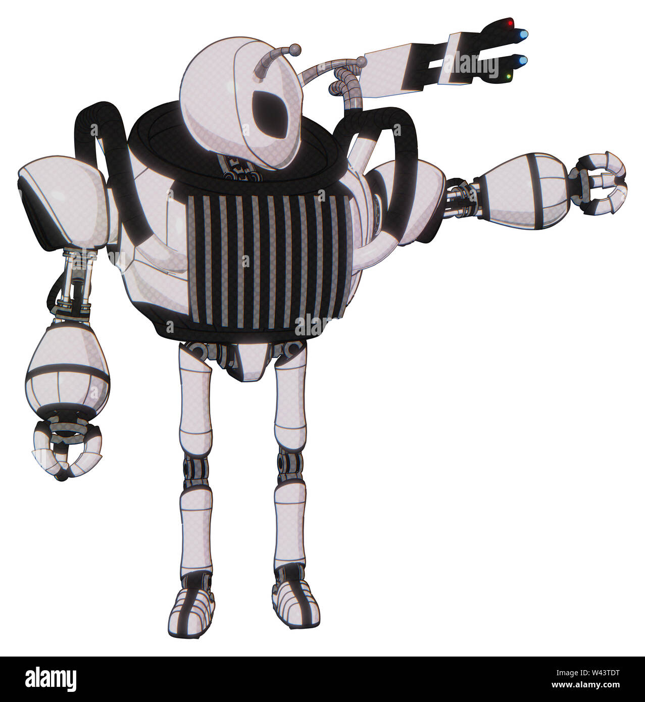 Mech contenente elementi: grigio stile alieno testa, gli occhi neri, bug antenne, pesante nella parte superiore del torace, torace sfiati, Ultralight piede exosuit. Materiale: bianco... Foto Stock