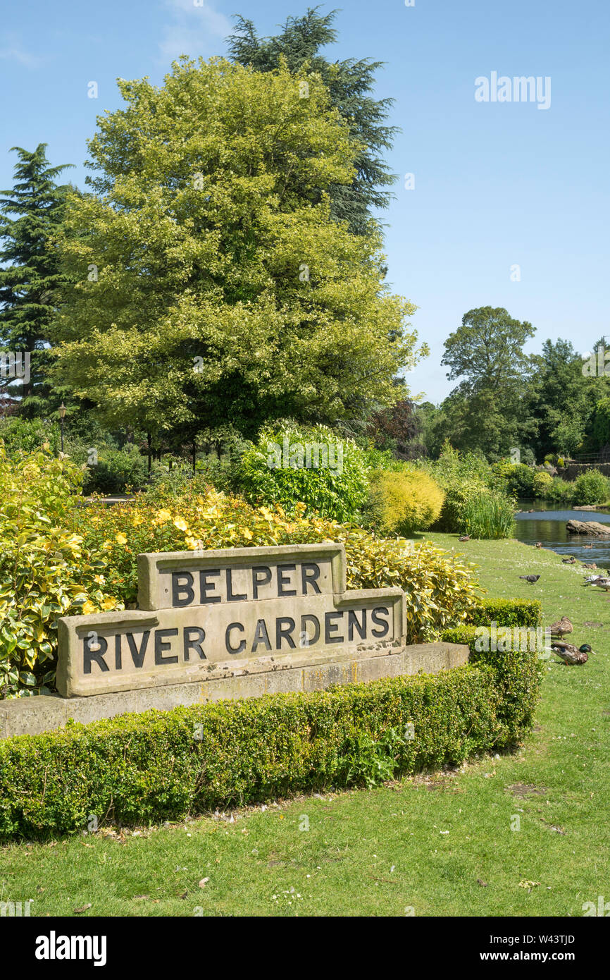 Il Grade ii Listed Belper fiume giardini nel Derbyshire, England, Regno Unito Foto Stock