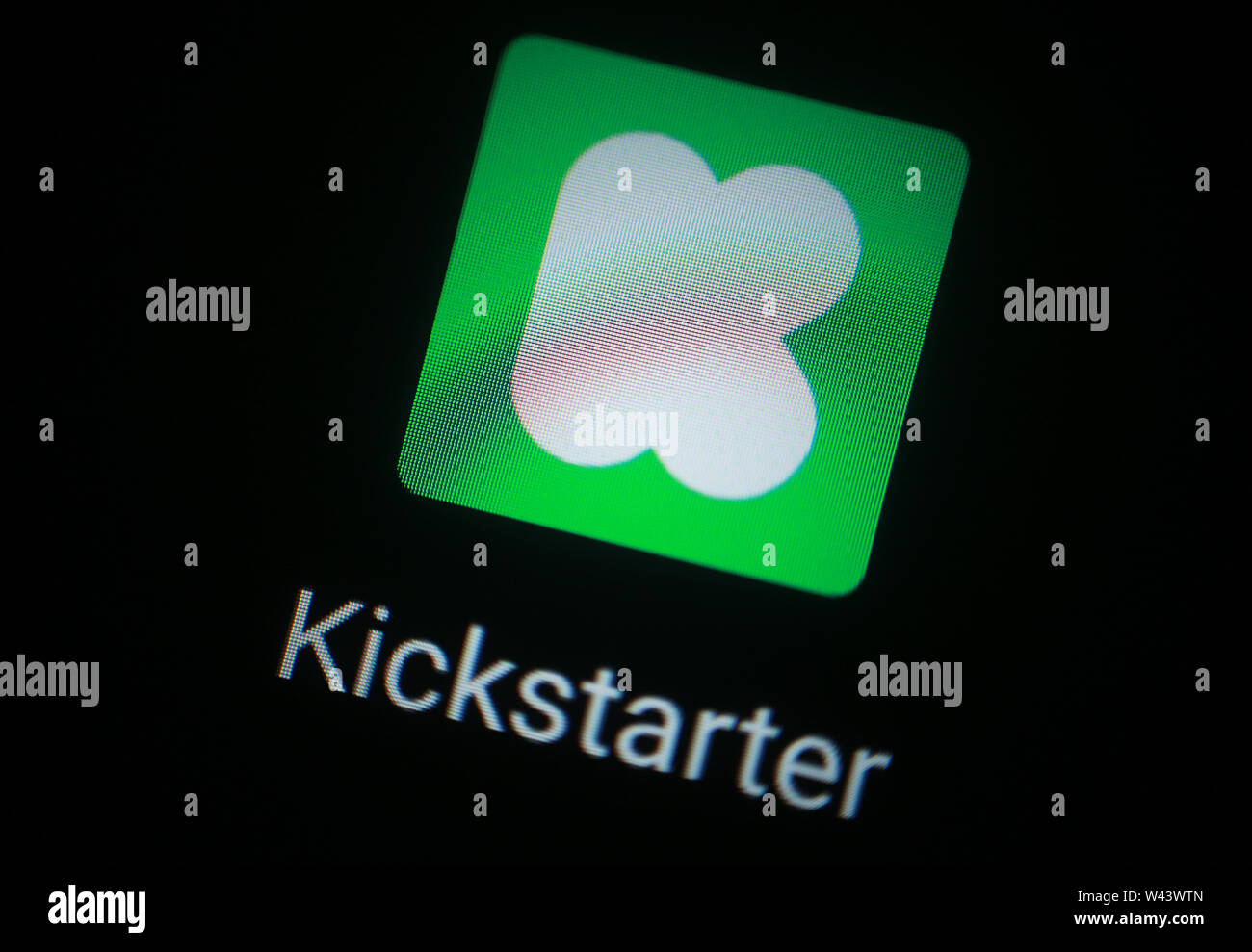 Kickstarter icona applicazione sul display del computer Foto Stock
