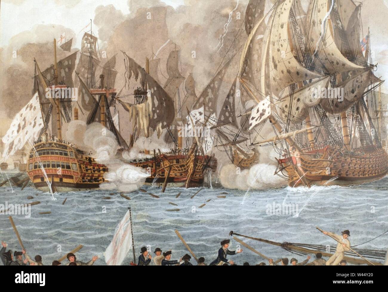 Combattere naval 12 avril 1782-Dumoulin- Foto Stock