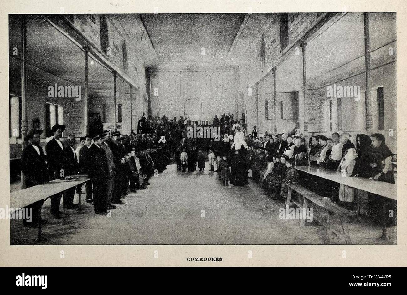 Comedores, Asilo de Santa Cristina de Franzen, Blanco y Negro, 10-04-1897. Foto Stock