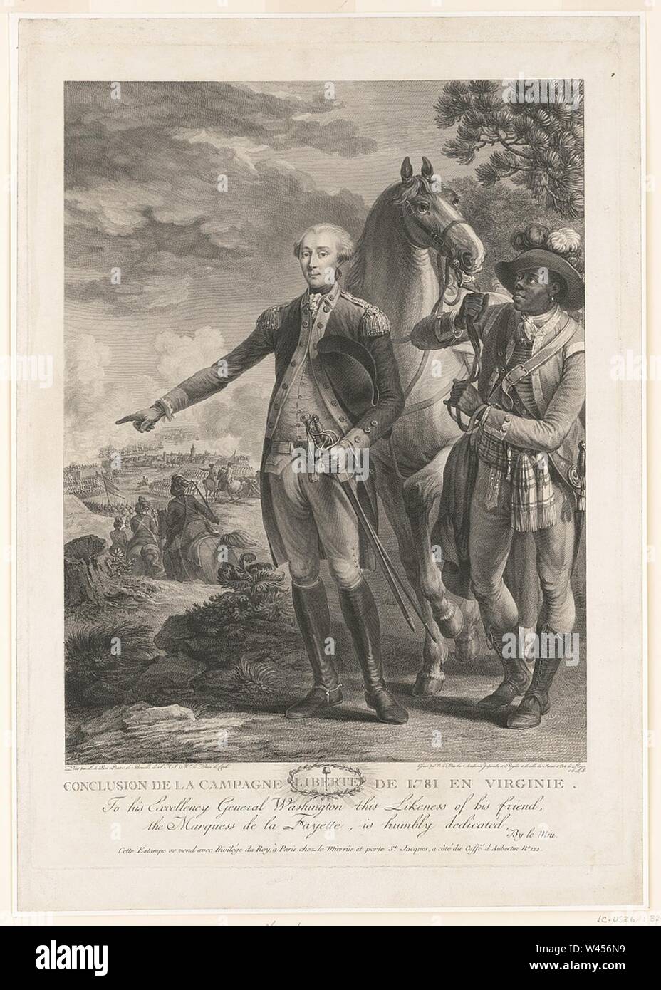 Conclusione de la campagne de 1781 en Virginie. A sua eccellenza il generale Washington ... - Peint par L. le Paon peintre de Bataille de S.A.S. Mons. Le Prince de Condé ; gravé par N. le paludi Foto Stock