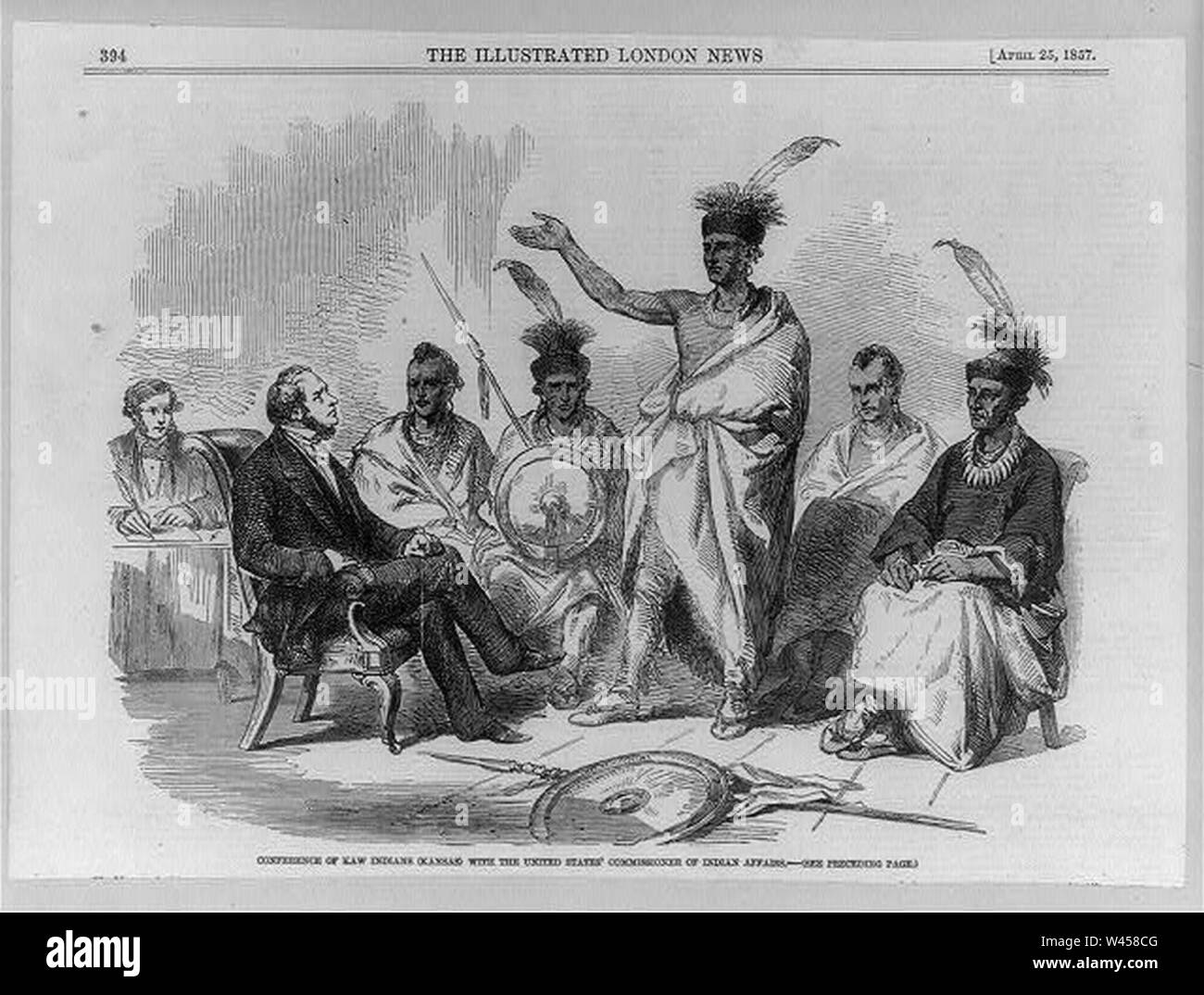 Conferenza degli Indiani Kaw (Kansas) con gli Stati Uniti la commissione per gli affari indiani ha Foto Stock