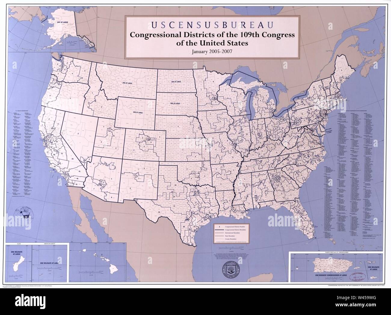 Distretti congressuali di 109 al Congresso degli Stati Uniti, gennaio 2005-2007 Foto Stock