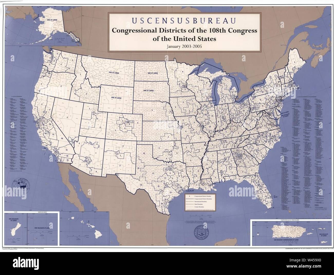 Distretti della 108th congresso degli Stati Uniti, gennaio 2003 al 2005 Foto Stock
