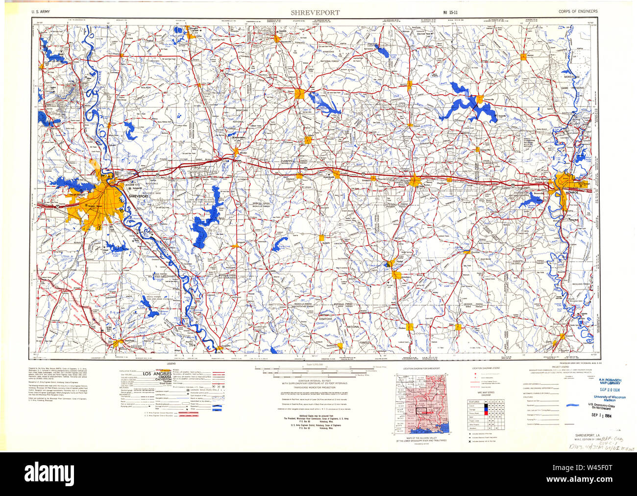 USGS TOPO Mappa Louisiana LA Shreveport 707610 1984 250000 Foto Stock