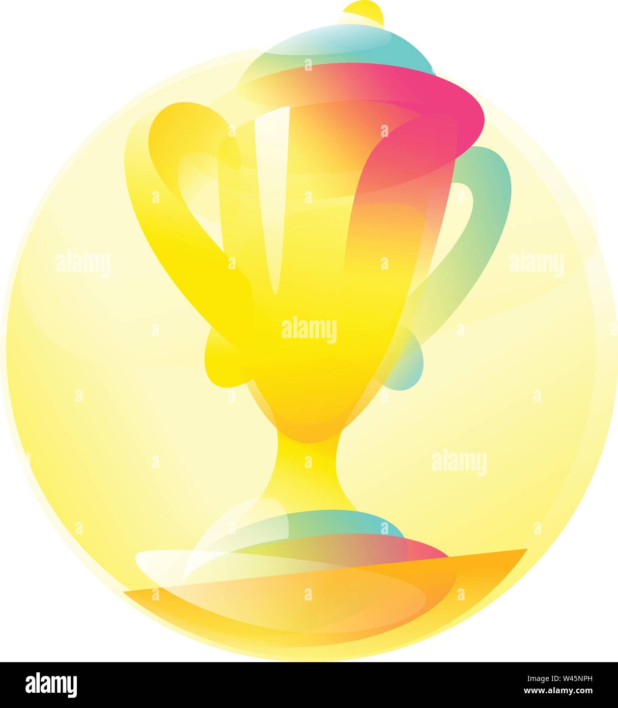 Gold Cup per il premio posto. Trofeo sportivo. Vettore icona piatta con gradiente, isolati su sfondo bianco. Stile alla moda. Icone per il sito web e pr Illustrazione Vettoriale