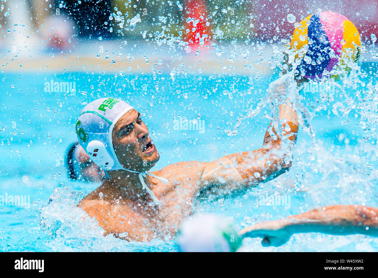 17 luglio 2019 Gwangju, Corea del Sud 18° Campionato Mondiale di Aquatics della FINA 17-07-2019: WK Waterpolo: Sudafrica contro Nuova Zelanda: Gwangju n° 6 PICCOLO Matteo (NZL) Gwangju Corea del Sud 17/07/2019 Waterpolo M12 RSA - NZL 18° Campionato Mondiale di Aquatics della FINA Area Universitaria di Nambu Foto Stock