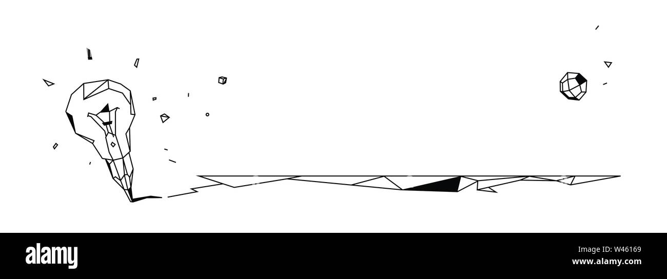 Illustrazione della lampadina ed elementi grafici. Vettore. Appartamento in stile lineare. Tecnica bassa poli. Illustrazione Vettoriale