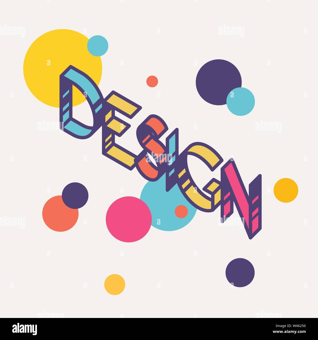 Iscrizione luminoso Design. Vettore. Lineare, lettere di contorno. Isometry, 3D. La parola in inglese. Piatta colorata lettere. Logo azienda illustrazione per int Illustrazione Vettoriale