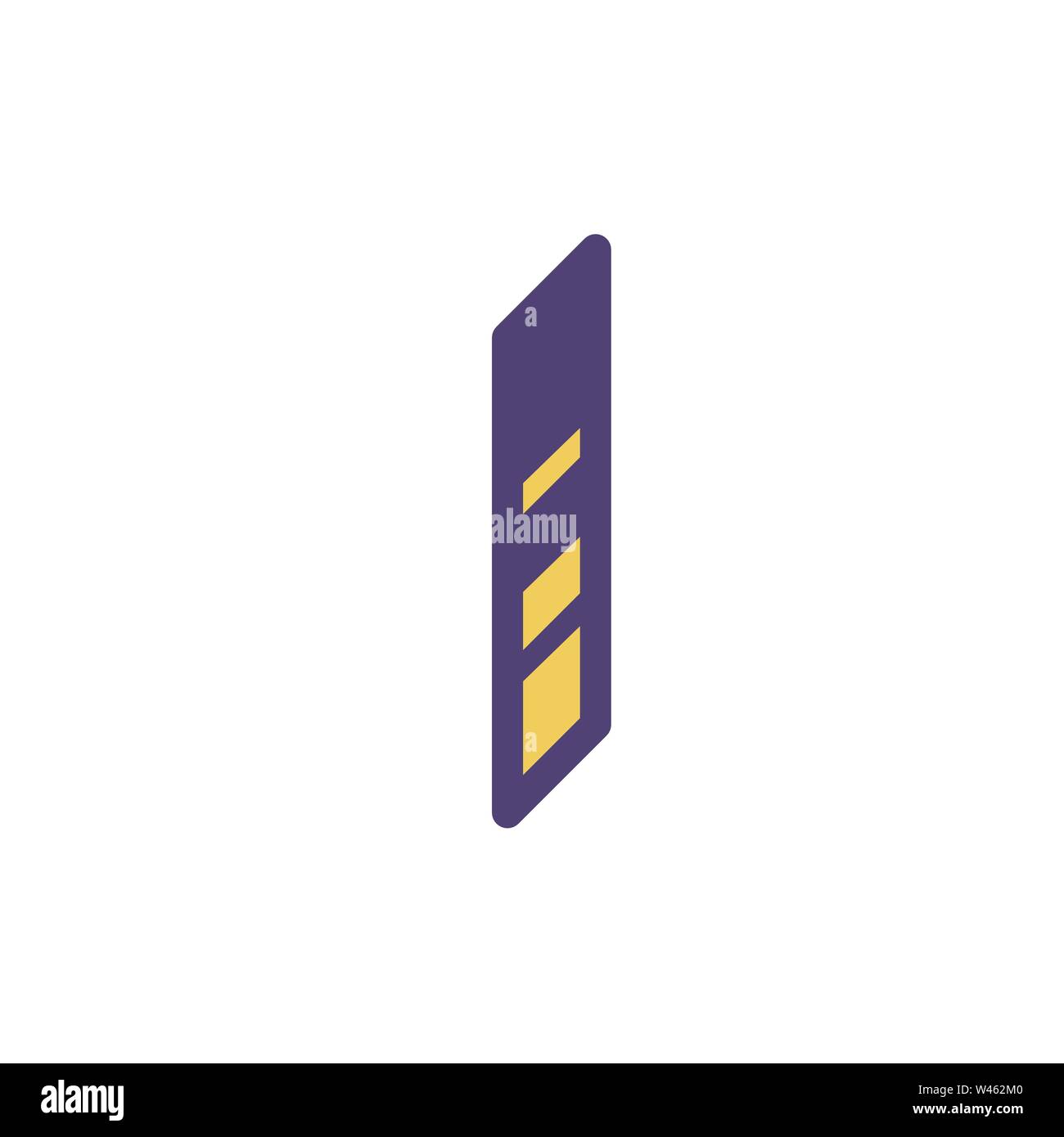 Logo, la segnaletica numero 1. Vettore. Lineare, icona di contorno. Isometry, 3D. Colore figura alla moda. Marchio aziendale. Il simbolo è isolato su sfondo bianco Illustrazione Vettoriale